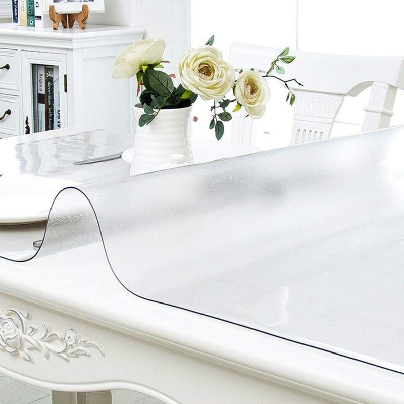 NECAUX Custom Multisize 1.5mm Thick Clear PVC Table Cover Protector - 30 x 46 Inch Water Resistant Plastic Rectangular Vinyl Non-Slip Desk Pad for Coffee Table/Writing Desk - Image 2
